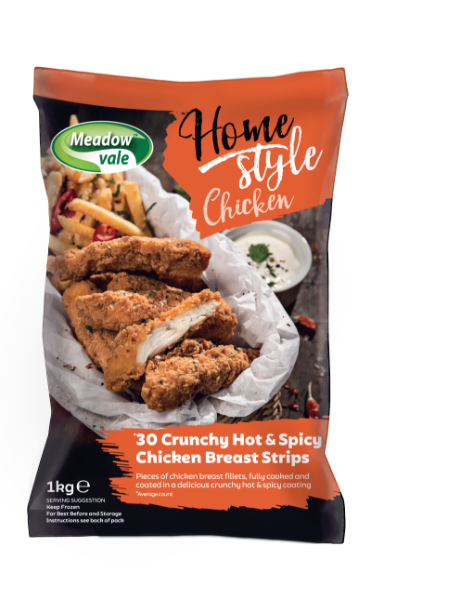 Meadow Vale Homestyle 30-40g Hot & Spicy Strips [4x1kg]